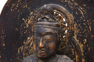 Lot 68 - A GILT WOOD FIGURE OF A DAINICHI NYORAI