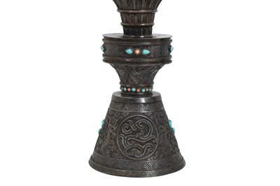 Lot 47 - TWO RITUAL BUDDHIST SILVER LAMPS