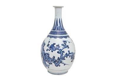 Lot 73 - A LARGE BLUE AND WHITE ARITA 'PRUNUS AND BAMBOO' BOTTLE VASE