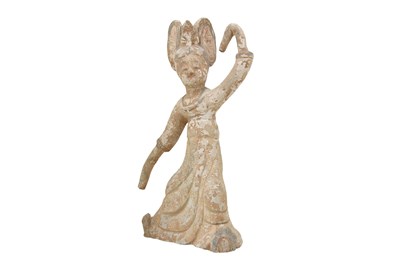 Lot 5 - A POTTERY FIGURE OF A DANCER