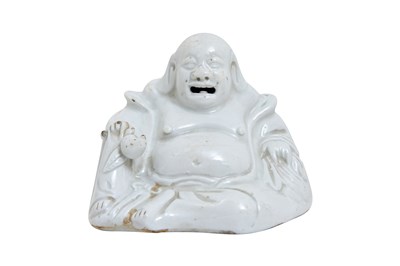 Lot 37 - A WHITE-GLAZED AND TWO FAMILLE ROSE FIGURES OF BUDAI HESHANG