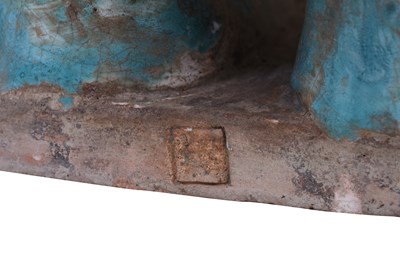 Lot 48 - A PAIR OF LARGE GLAZED POTTERY 'LION DOGS' ROOF TILES