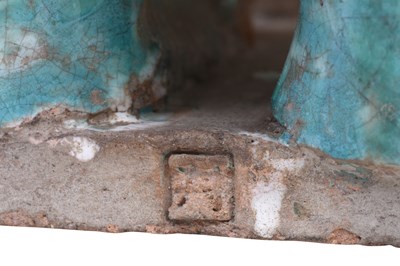 Lot 48 - A PAIR OF LARGE GLAZED POTTERY 'LION DOGS' ROOF TILES