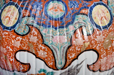 Lot 74 - A PAIR OF LARGE IMARI 'SHISHI' JARS AND COVERS