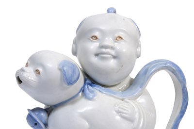 Lot 79 - A HIRADO 'KARAKO AND PUPPY' TEAPOT AND COVER
