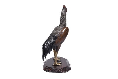 Lot 95 - AN OKIMONO OF A FIGHTING COCKEREL, SHAMO