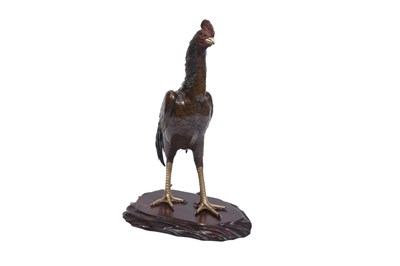 Lot 95 - AN OKIMONO OF A FIGHTING COCKEREL, SHAMO