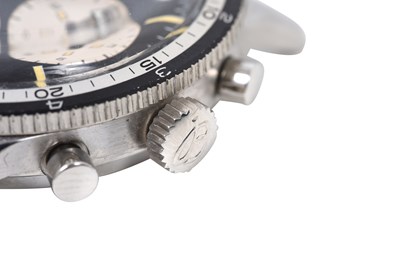 Lot 39 - A RARE MEN'S BREITLING STAINLESS STEEL MANUAL CHRONOGRAPH WATCH.