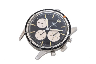 Lot 39 - A RARE MEN'S BREITLING STAINLESS STEEL MANUAL CHRONOGRAPH WATCH.