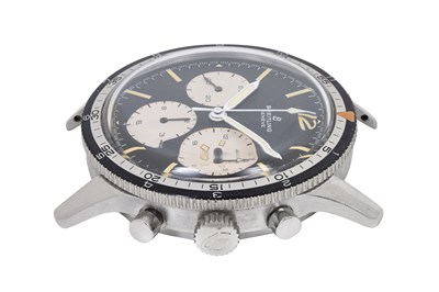 Lot 39 - A RARE MEN'S BREITLING STAINLESS STEEL MANUAL CHRONOGRAPH WATCH.