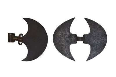 Lot 95 - TWO INDIAN STEEL AXE HEADS (TABARZIN)
