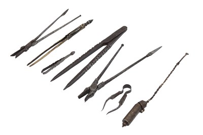 Lot 48 - SEVEN INDIAN STEEL AND BRASS WORKING TOOLS