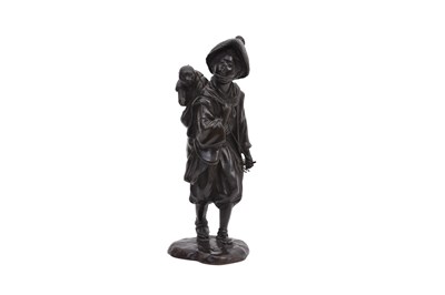 Lot 98 - A BRONZE FIGURE OF A FEMALE MONKEY TRAINER BY GENRYUSAI SEIYA (1868 — 1912)