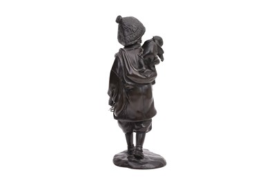 Lot 98 - A BRONZE FIGURE OF A FEMALE MONKEY TRAINER BY GENRYUSAI SEIYA (1868 — 1912)